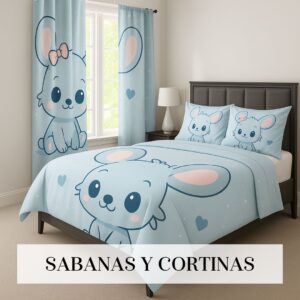Juego de Sábanas y Cortina a Juego en Todas las Medidas