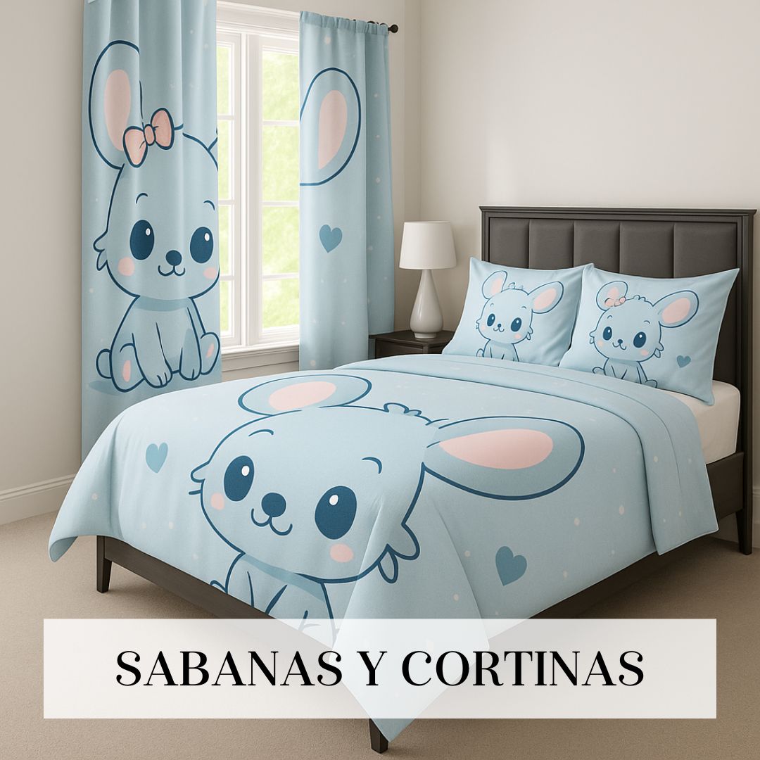 Juego de Sábanas y Cortina a Juego en Todas las Medidas
