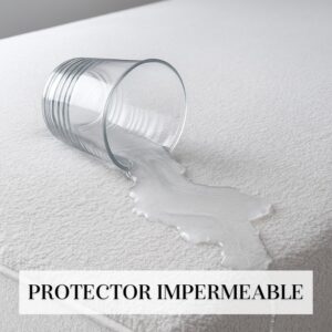 Protector de colchón ajustable 100 % impermeable blanco